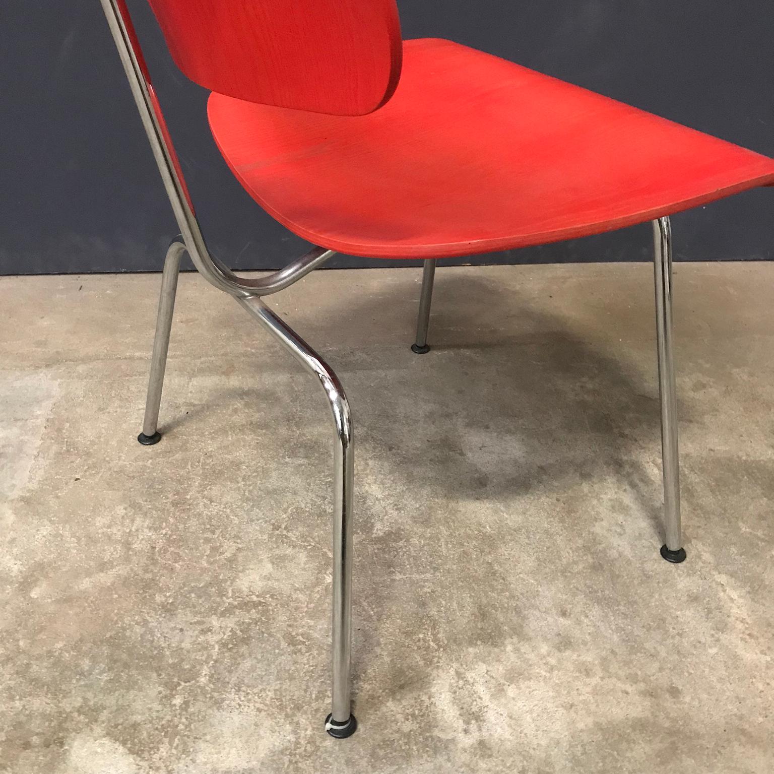 1946, Ray and Charles Eames for Vitra, DCM Chair in Red Vernish For Sale 4