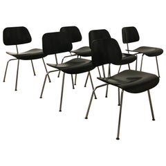 1946, Ray and Charles Eames for Vitra, Set of Six DCM Chairs in Black