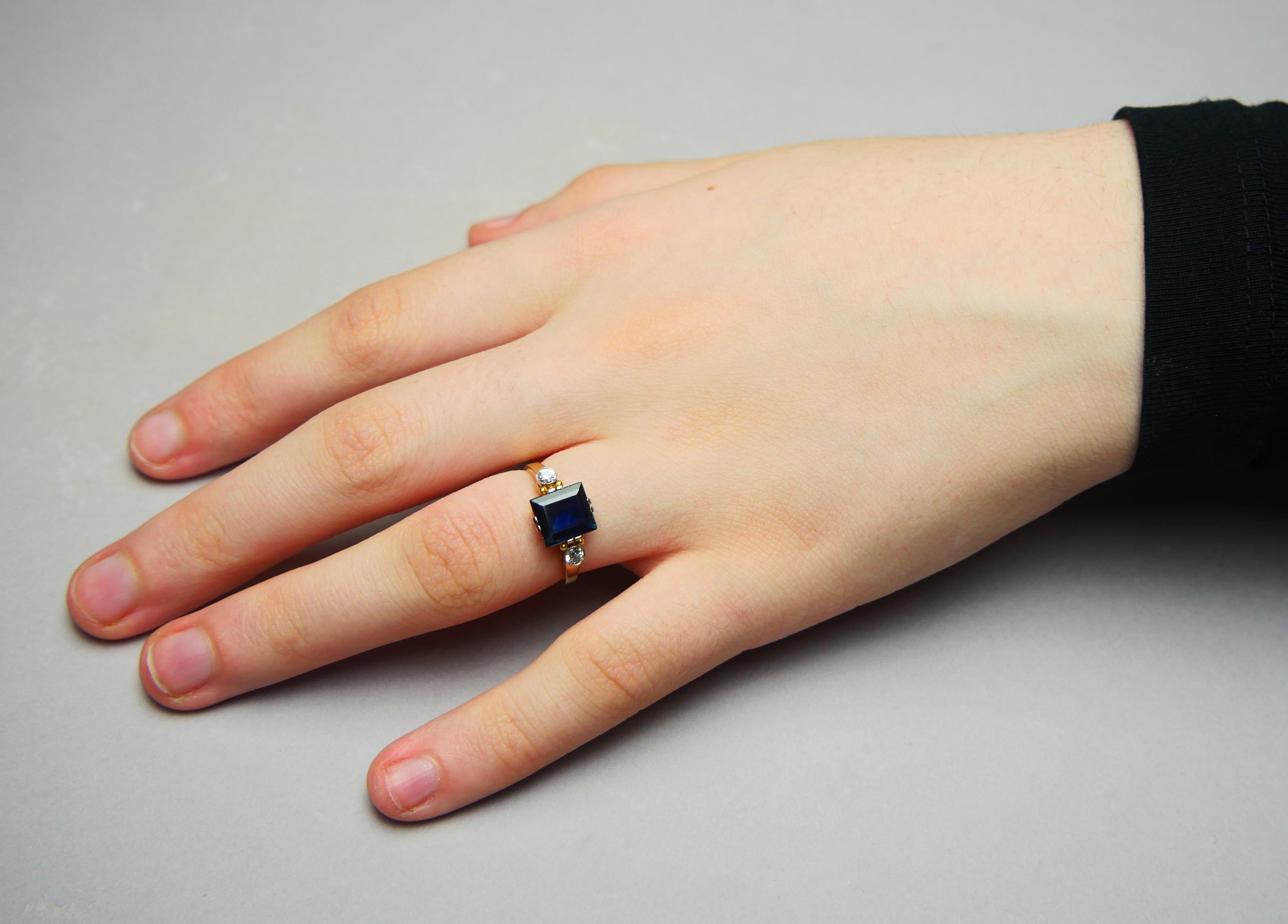 1946 Ring natural 2.25ct. Sapphire 0.2ctw Diamonds 18K Gold ØUS5.75 /2.8gr For Sale 6