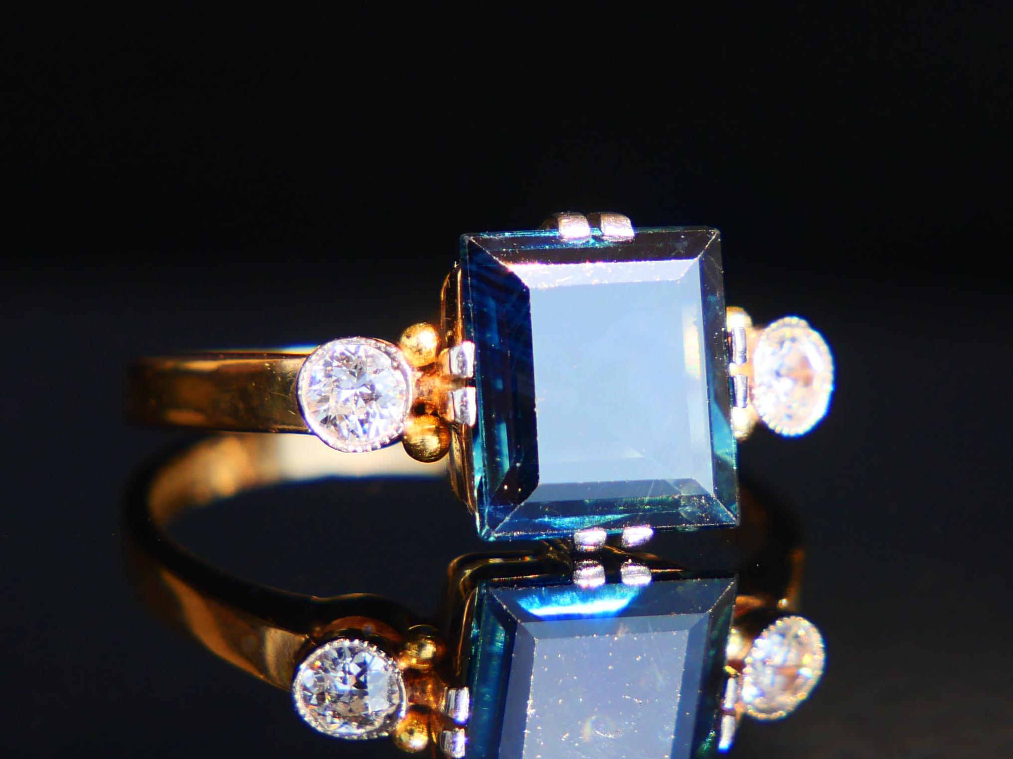 1946 Ring natural 2.25ct. Sapphire 0.2ctw Diamonds 18K Gold ØUS5.75 /2.8gr For Sale 9