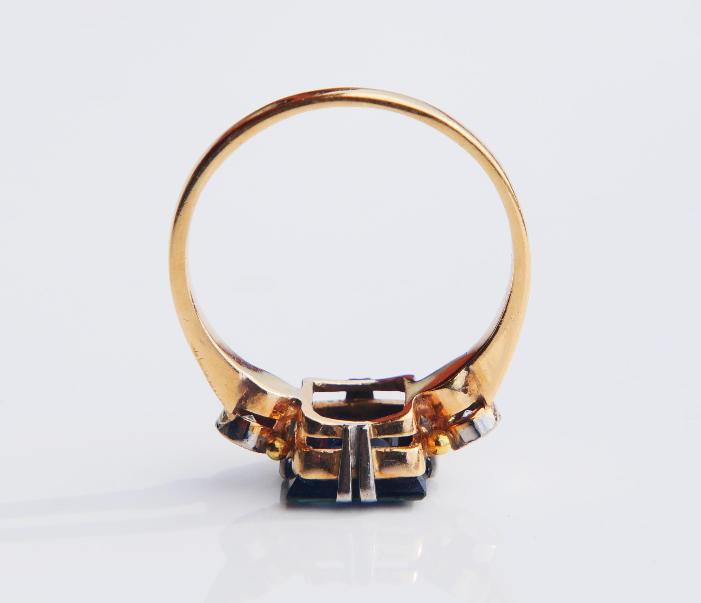1946 Ring natural 2.25ct. Sapphire 0.2ctw Diamonds 18K Gold ØUS5.75 /2.8gr For Sale 1