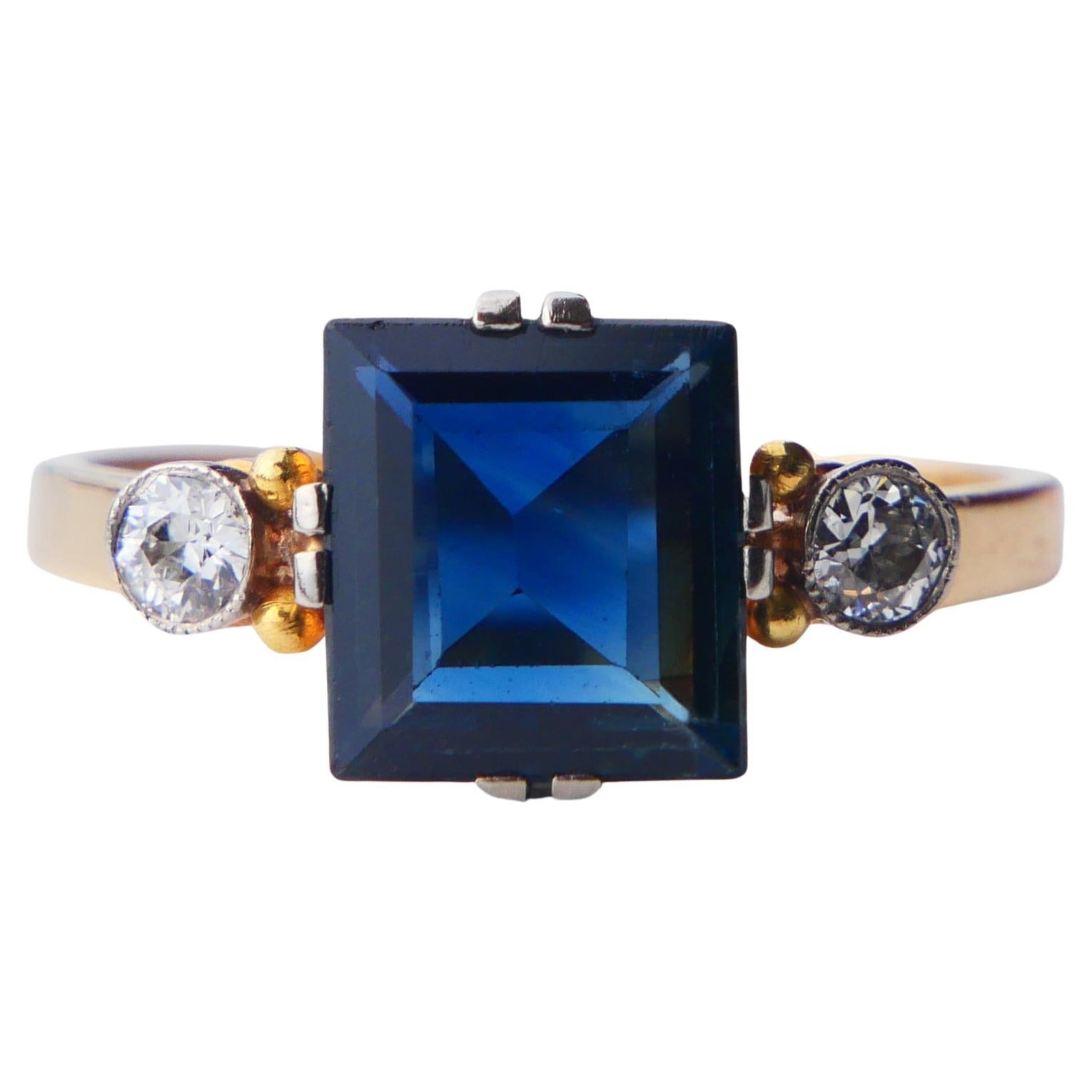 1946 Ring natürlich 2,25ct. Saphir 0.2ctw Diamanten 18K Gold ØUS5.75 /2.8gr
