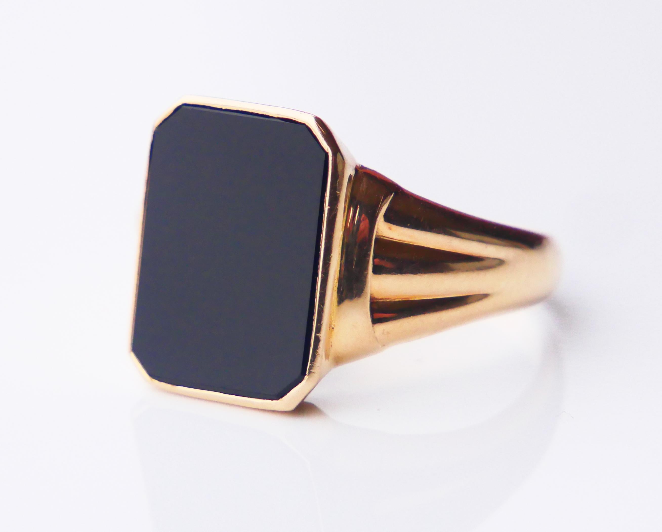 1947 Signet Men Ring 5ct natural Onyx solid 18K Gold Ø 11.5US / 5.65 gr 5