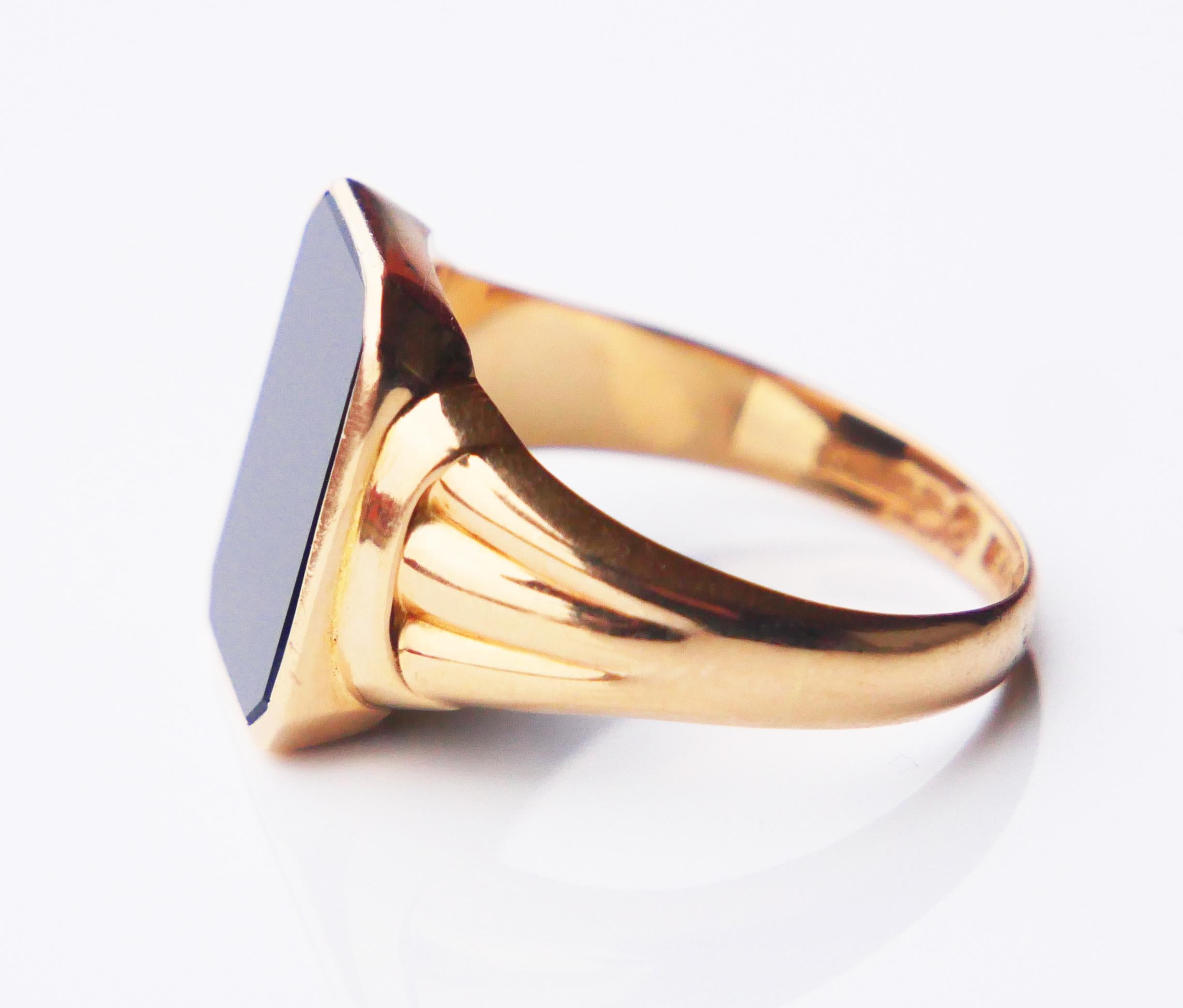 1947 Signet Men Ring 5ct natural Onyx solid 18K Gold Ø 11.5US / 5.65 gr 6