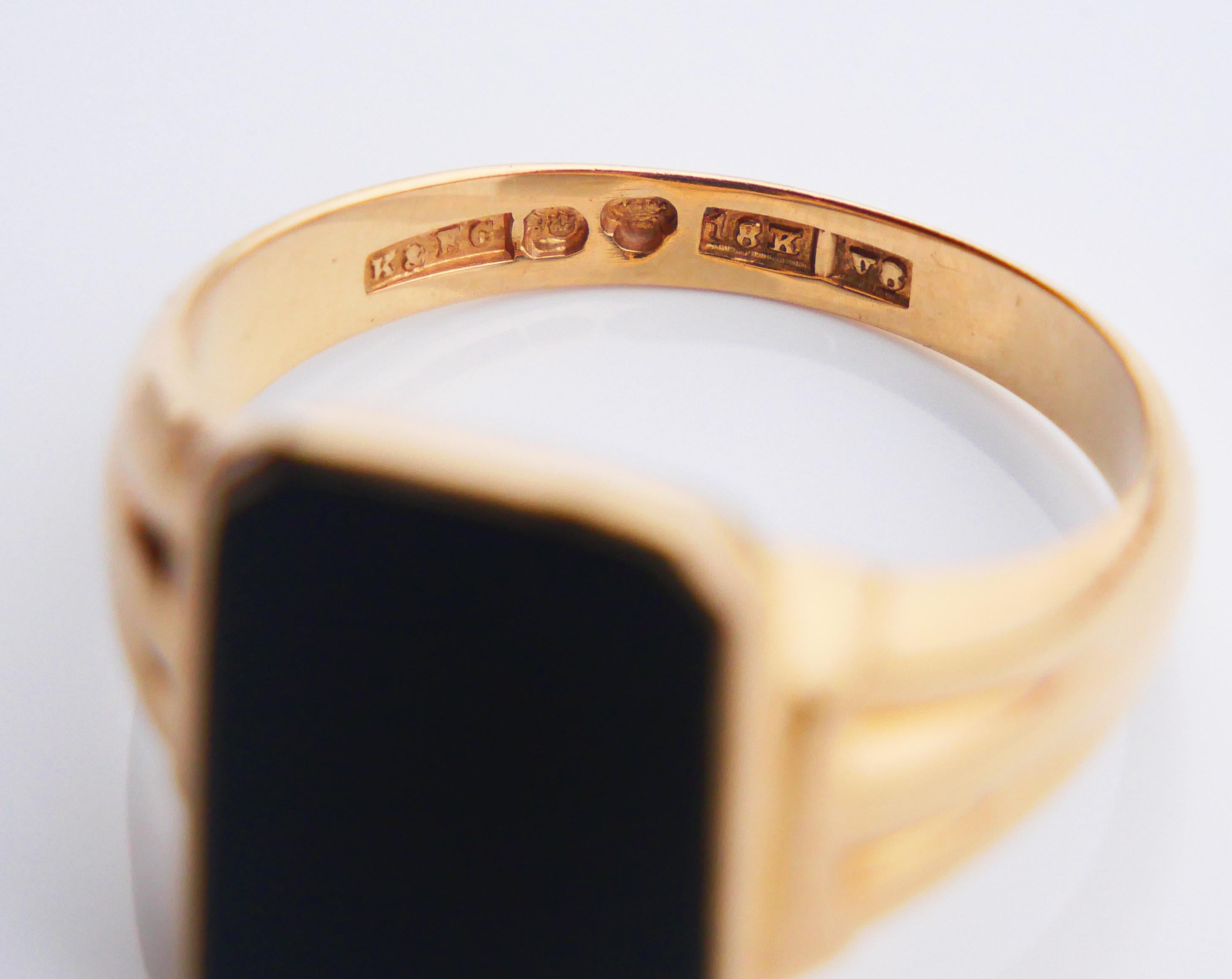 1947 Signet Men Ring 5ct natural Onyx solid 18K Gold Ø 11.5US / 5.65 gr 7