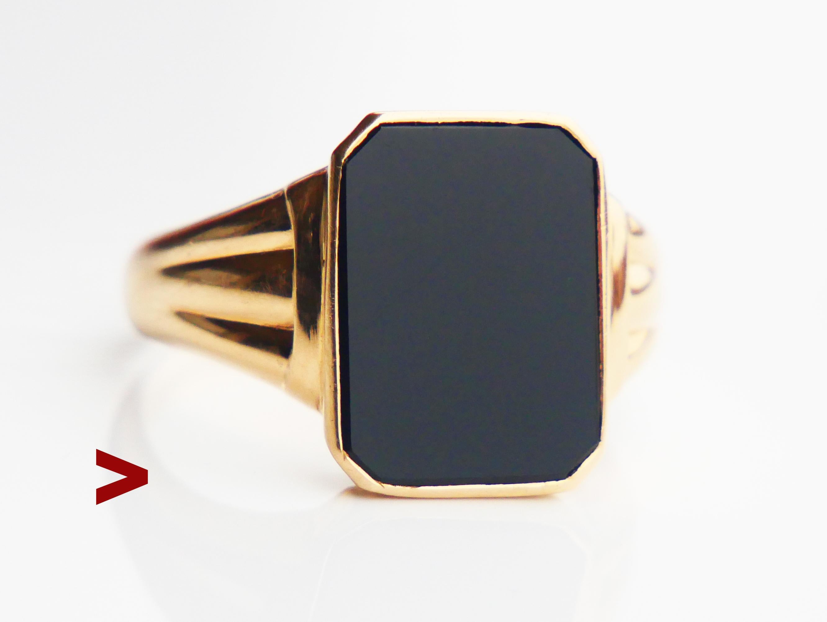 1947 Signet Men Ring 5ct natural Onyx solid 18K Gold Ø 11.5US / 5.65 gr 2