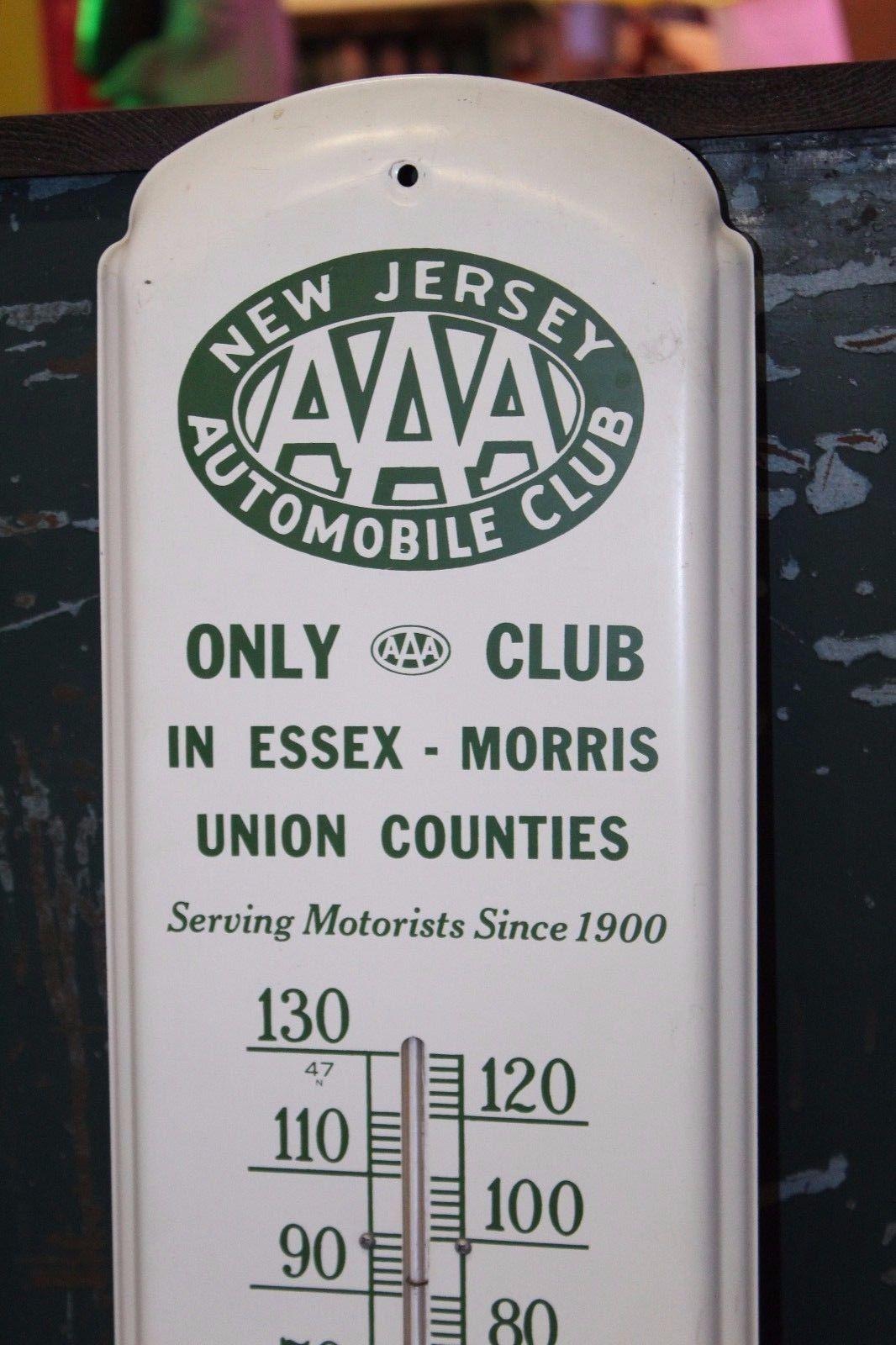 1947 AAA New Jersey Automotive Club Tin Thermometer Sign For Sale 1