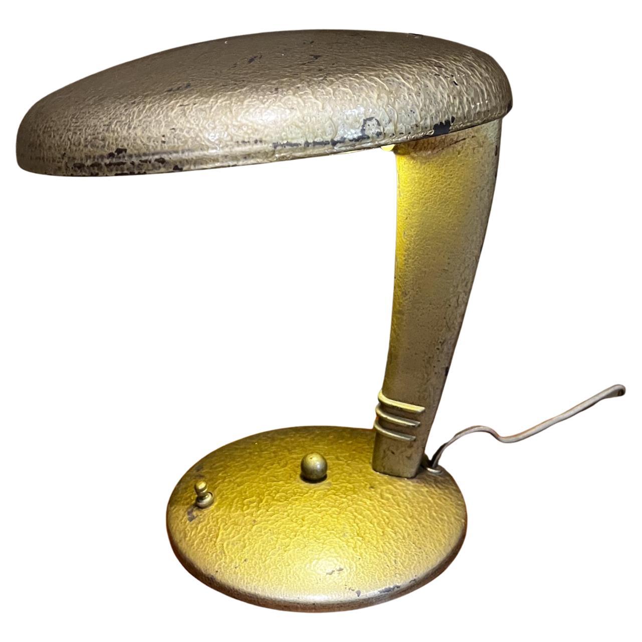 Lampe de bureau Cobra dorée ancienne de Jean Otis Reinecke Faries, 1947