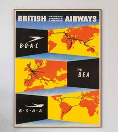1947 British Airways - Overseas European S. American Original Vintage Poster