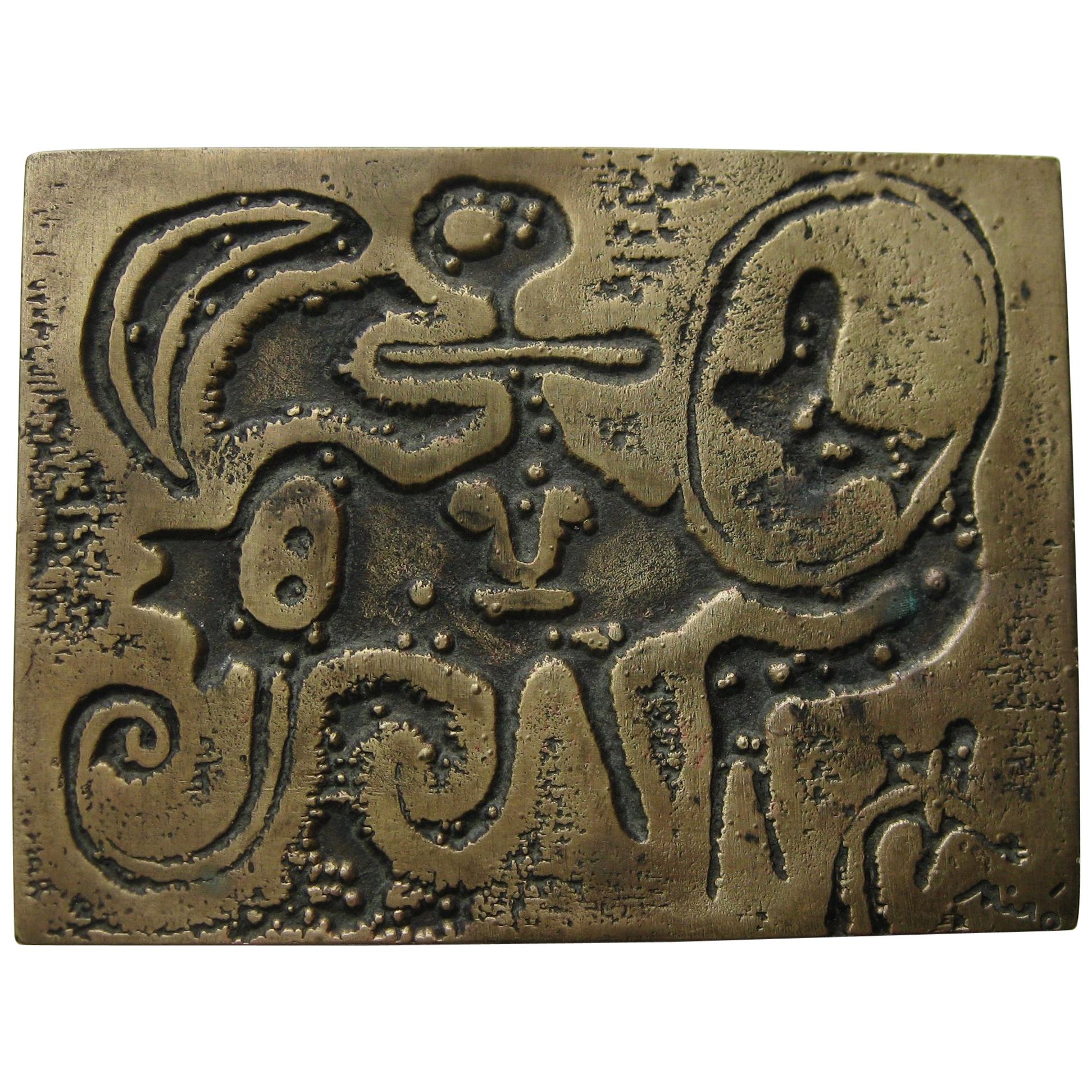 1947 Bronze relief after Miro, from "Laurels Number 1" Art Plaque Sculpture