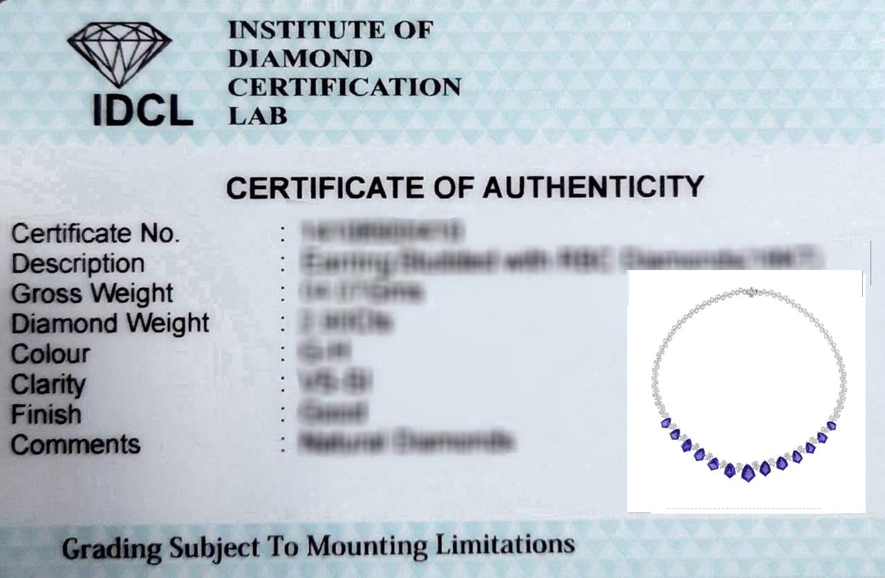 Women's 19.47 Carat Tanzanite 9.05 Carat SI/H Pear Diamond Necklace 14 Karat White Gold For Sale