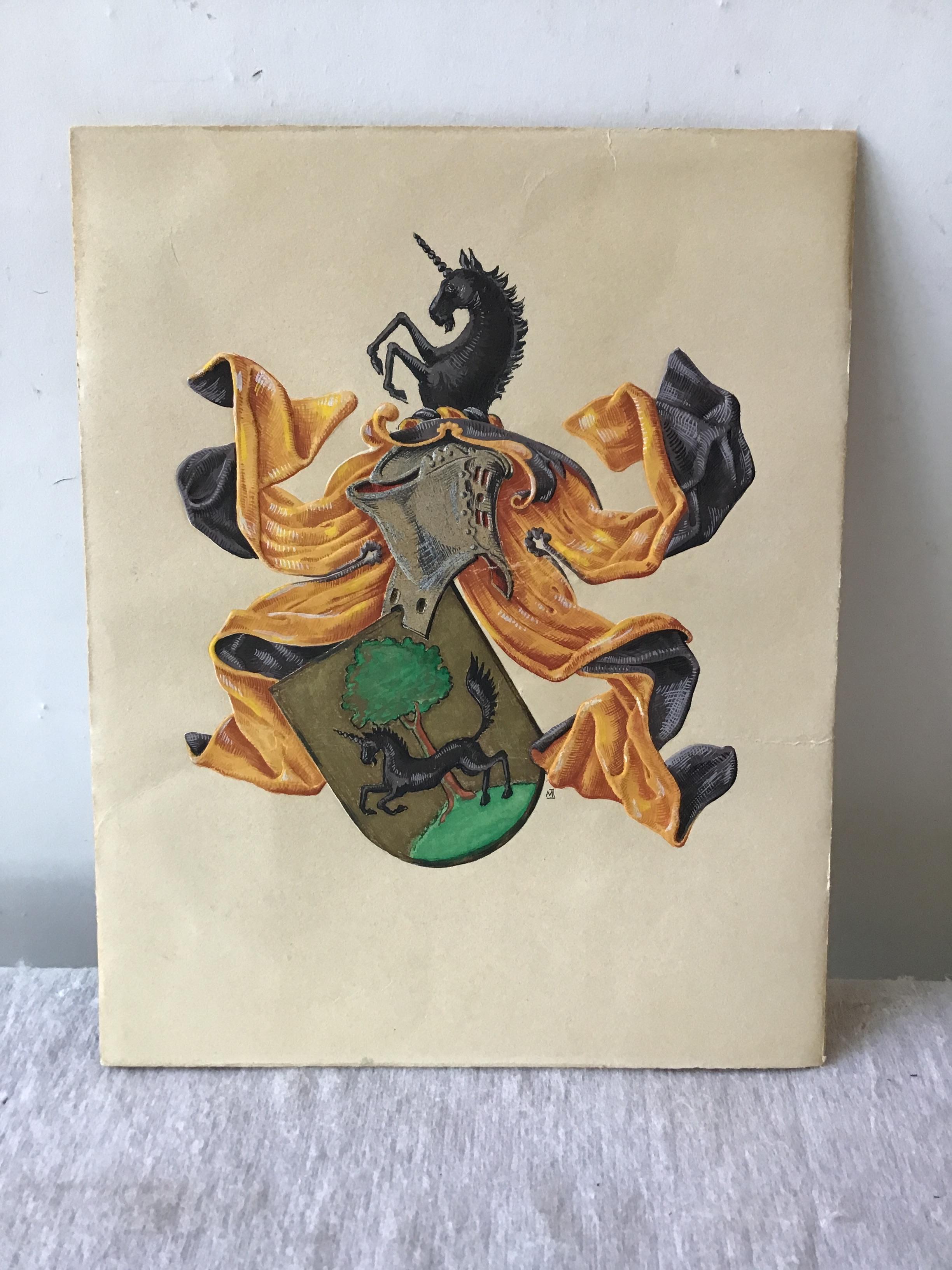 Painting of crest on paper dated 1947.