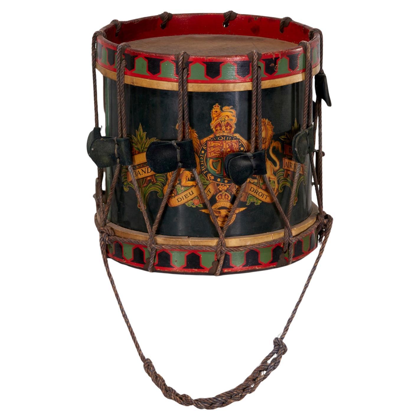 1947 Hand Painted Premier British Royal Airforce Drum with Royal Coat of Arms  For Sale