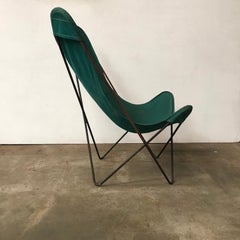 1947, Hardoy, Ferrari, Green Cover with Grey Base Butterfly Chair