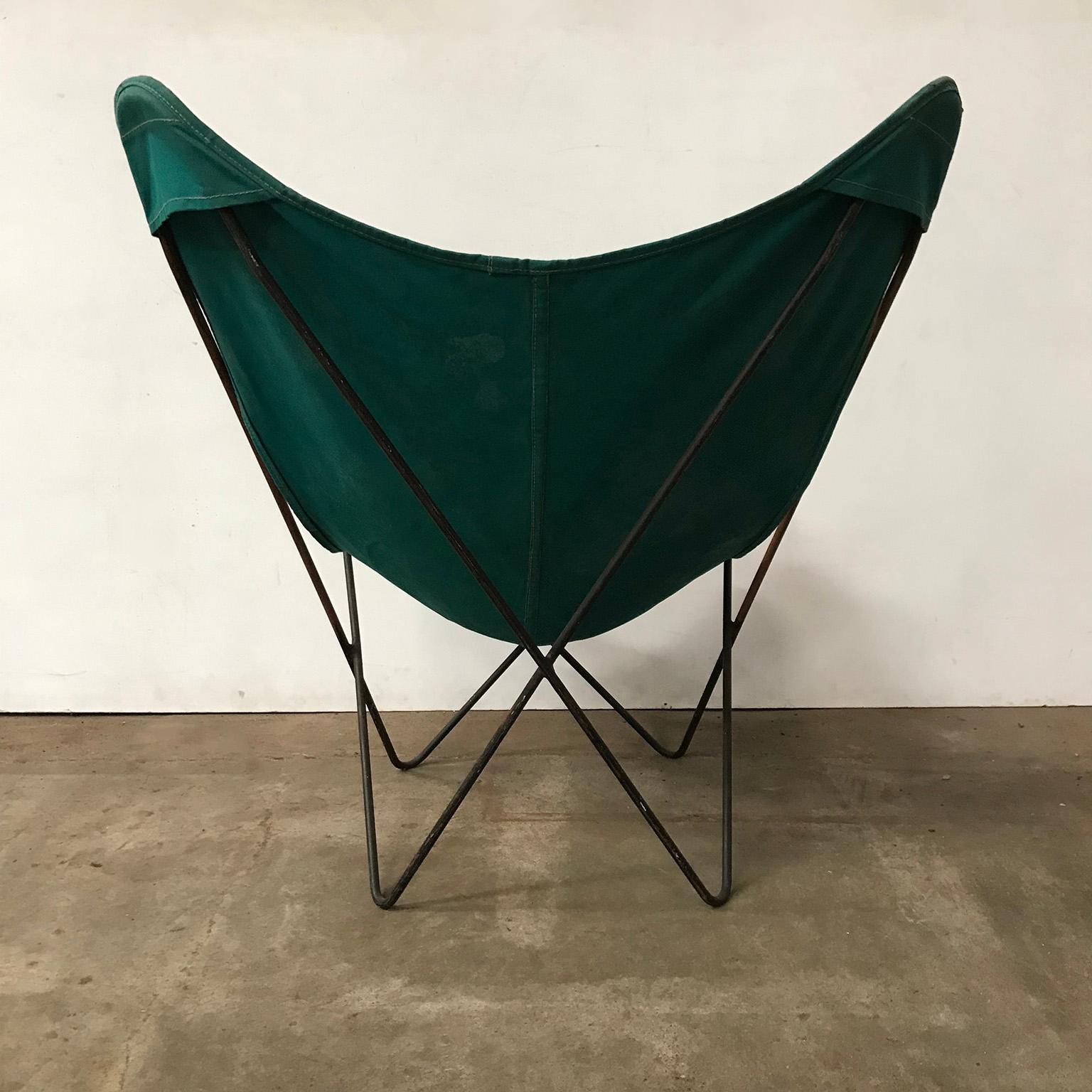 Industrial 1947, Hardoy, Ferrari, Green Cover with Grey Base Butterfly Chair