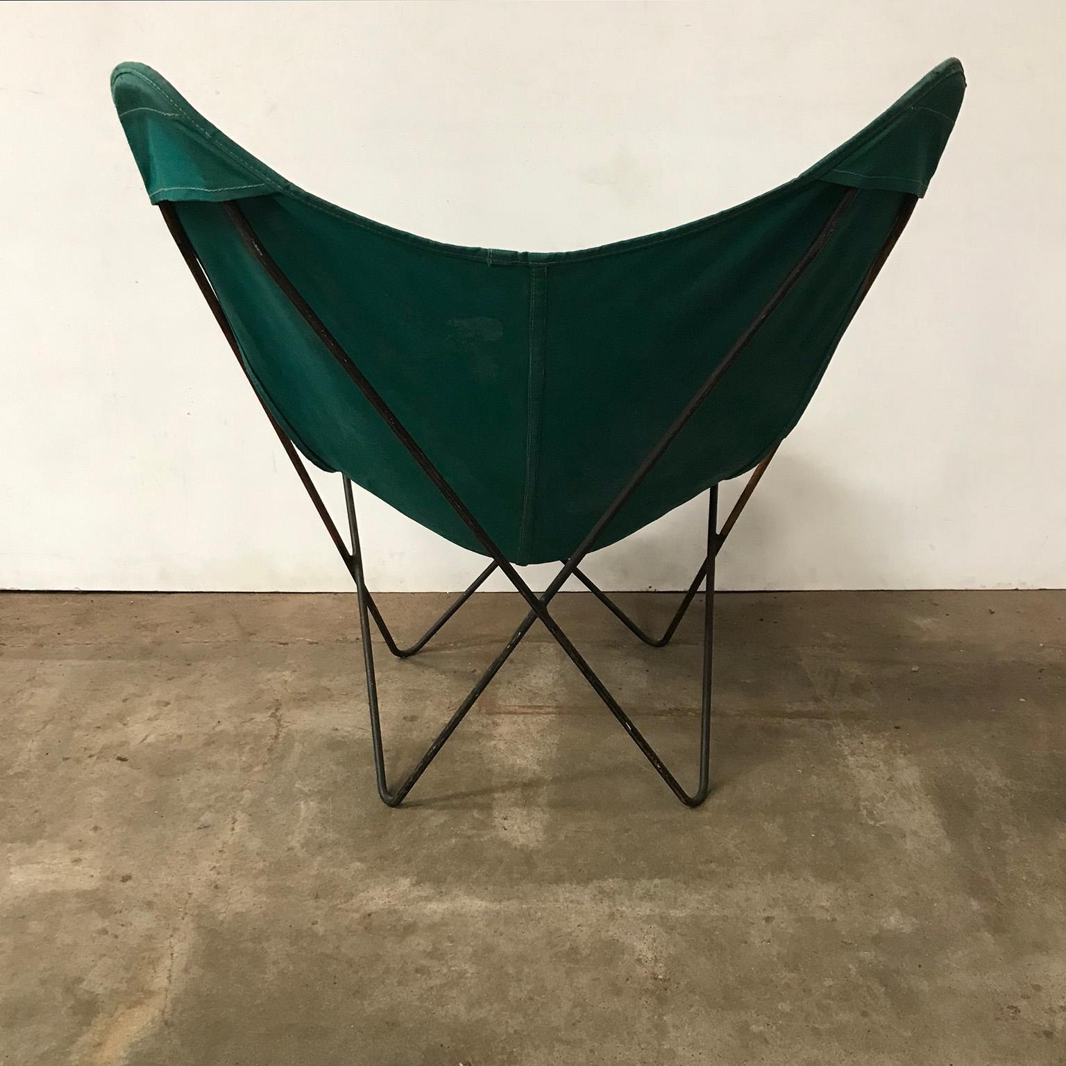 American 1947, Hardoy, Ferrari, Green Cover with Grey Base Butterfly Chair