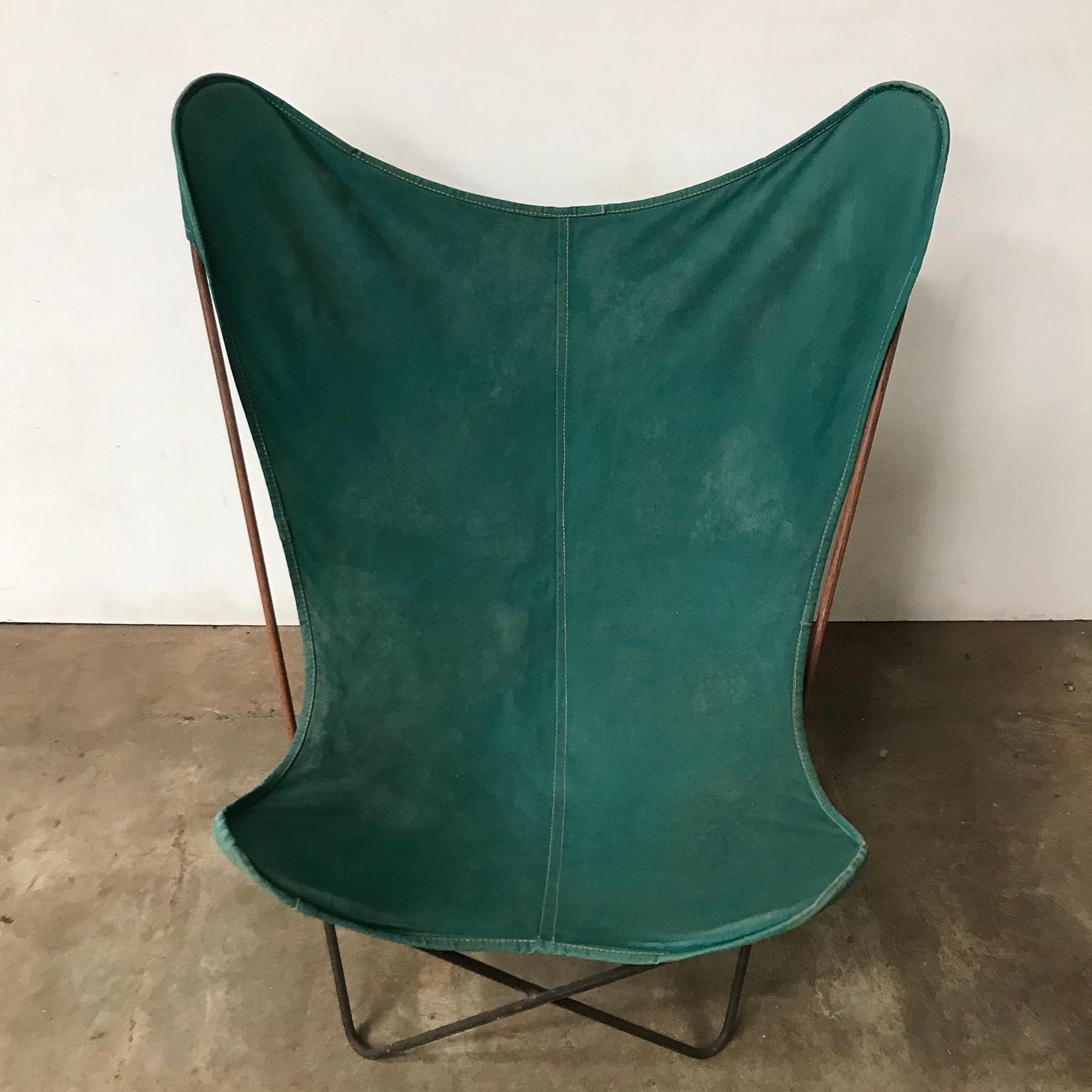 Metal 1947, Hardoy, Ferrari, Green Cover with Grey Base Butterfly Chair