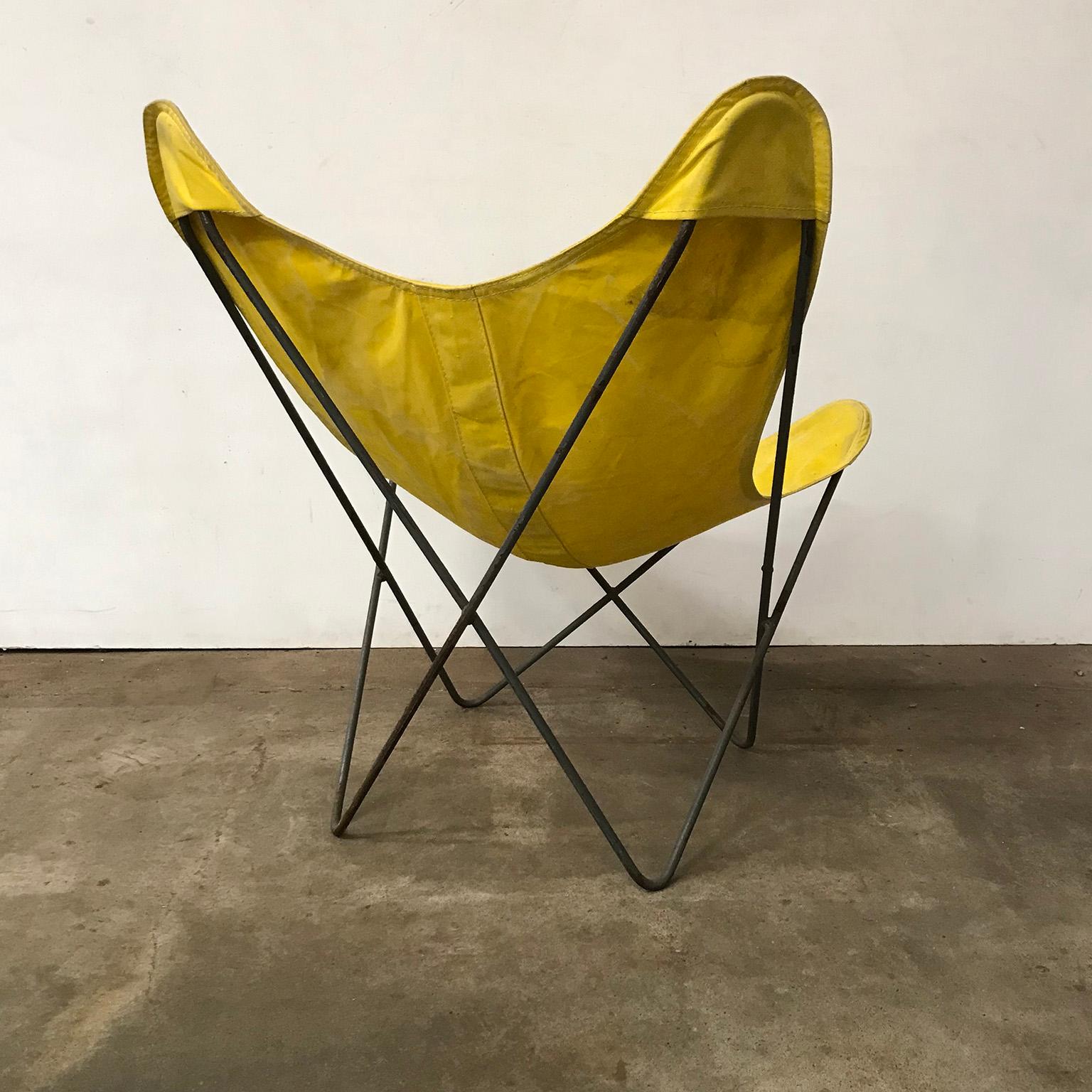 Industrial 1947, Hardoy, Ferrari, Yellow Cover with Black Base Butterfly Chair