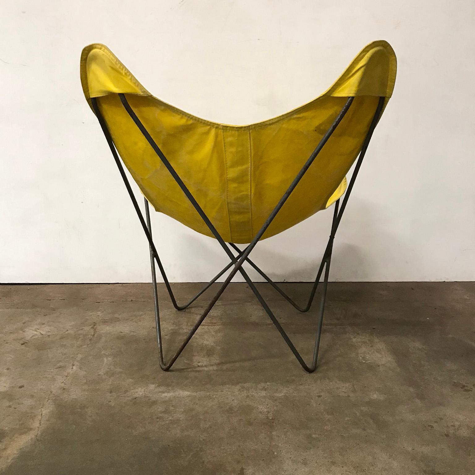 American 1947, Hardoy, Ferrari, Yellow Cover with Black Base Butterfly Chair