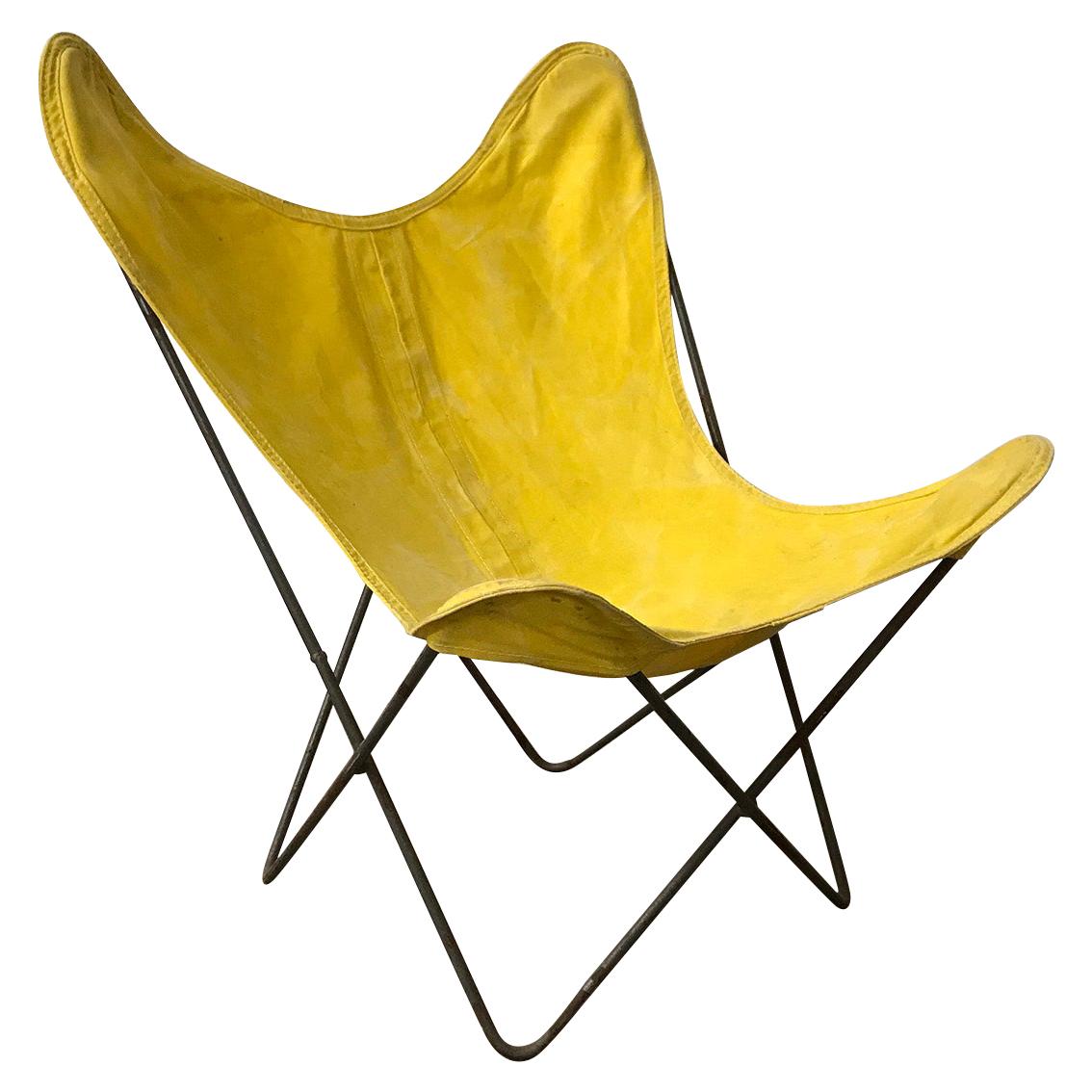1947, Hardoy, Ferrari, Yellow Cover with Black Base Butterfly Chair