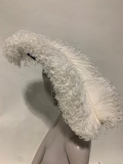 1947 Maud et Nano Spectacular Black Felt Platter Hat w/ Lavish Ostrich Plume