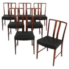 1947 Peder Pedersen, Set of 7 Solid Wood Dining Chairs, Horse Hair upholstered