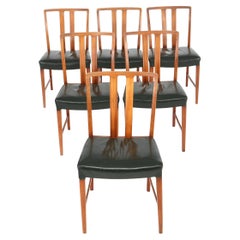 1947 Peder Pedersen, Set di 6 sedie da pranzo in Wood massiccio, rivestimento in pelle nera