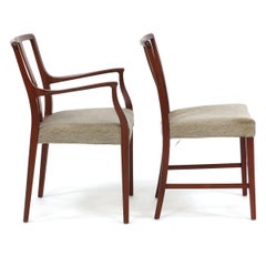 Peder Pedersen, ensemble de 6 chaises de salle à manger en bois massif, tapissées de laine claire, 1947