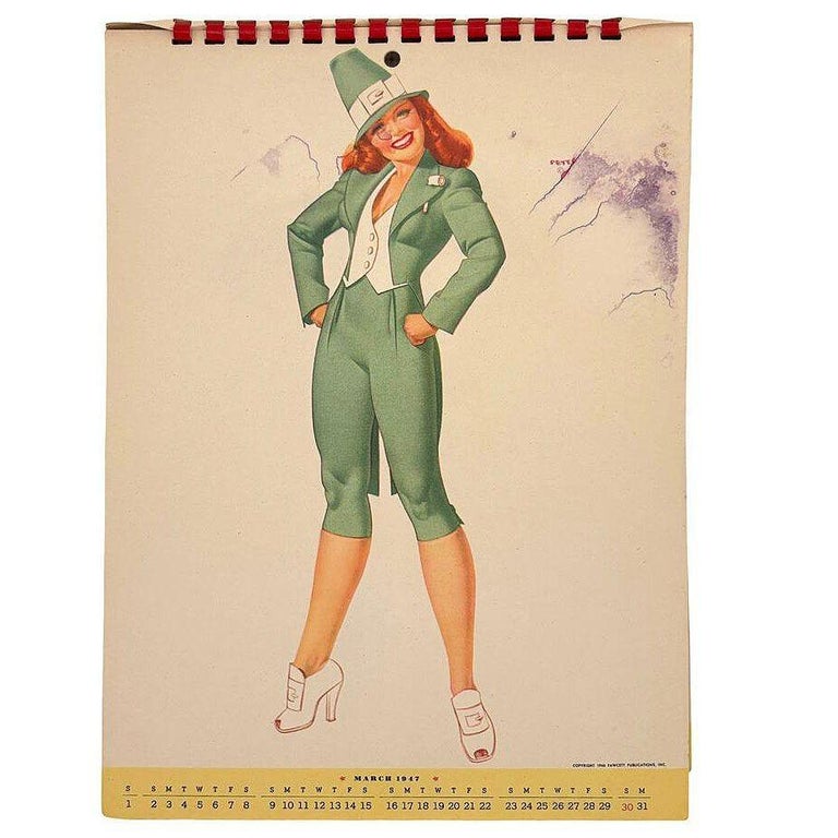 1947 Petty Girl Original Pin Up Calender by George Petty at 1stDibs