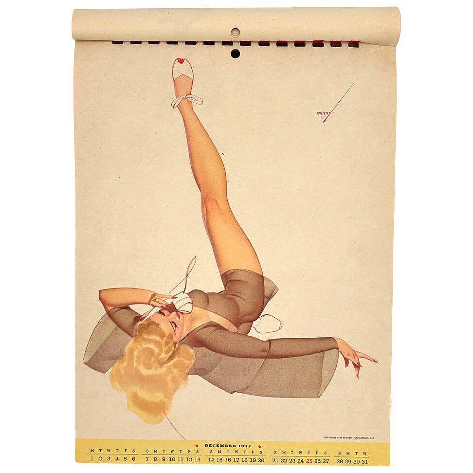 1947 Petty Girl Original Pin Up Calender by George Petty In Excellent Condition For Sale In Van Nuys, CA