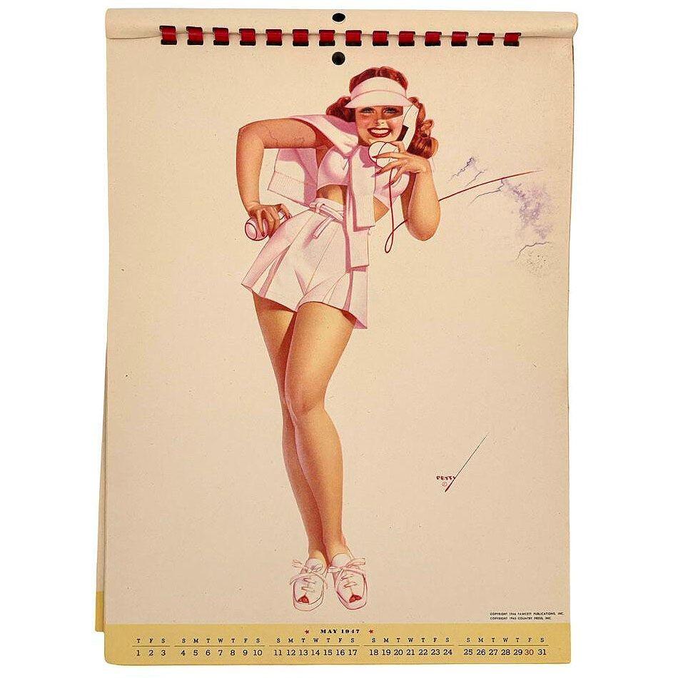 Paper 1947 Petty Girl Original Pin Up Calender by George Petty For Sale