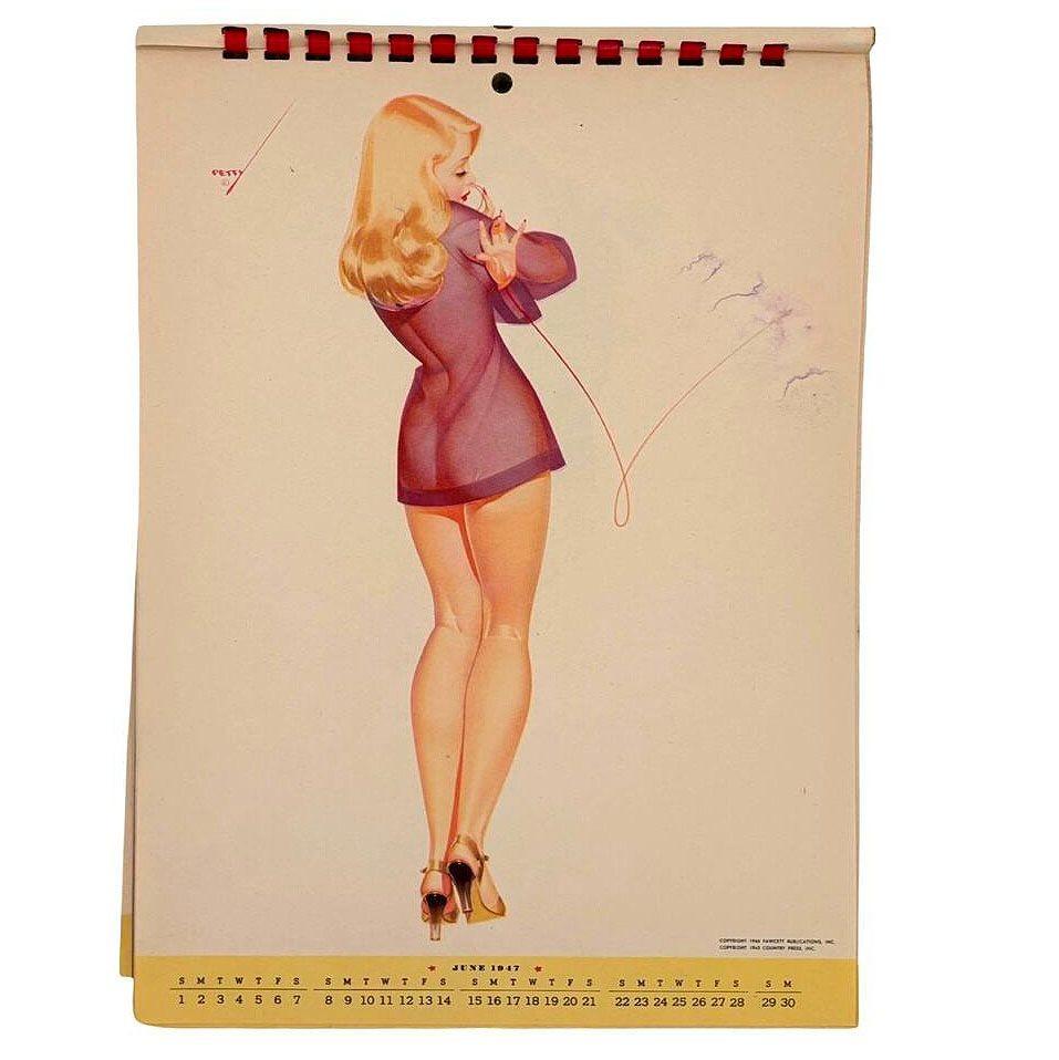 1947 Petty Girl Original Pin Up Calender by George Petty For Sale 1