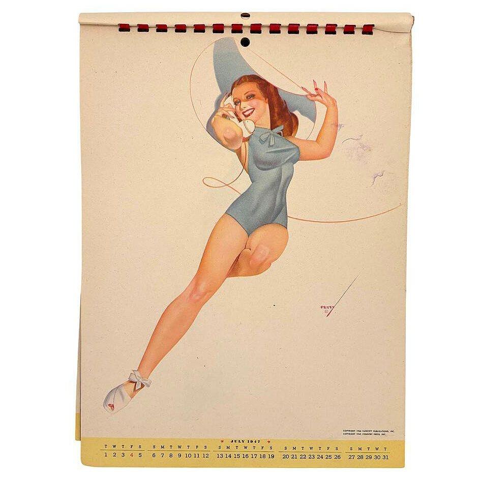 1947 Petty Girl Original Pin Up Calender by George Petty For Sale 2