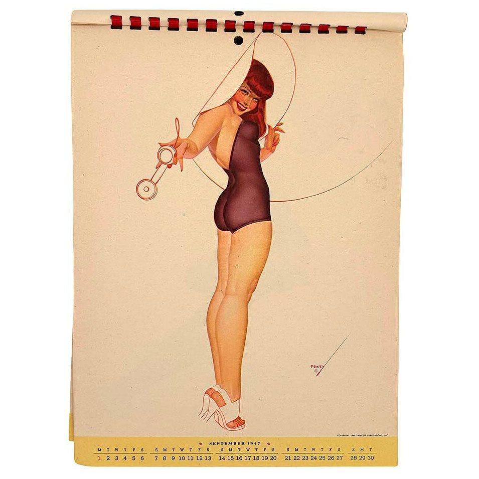 1947 Petty Girl Original Pin Up Calender by George Petty For Sale 4