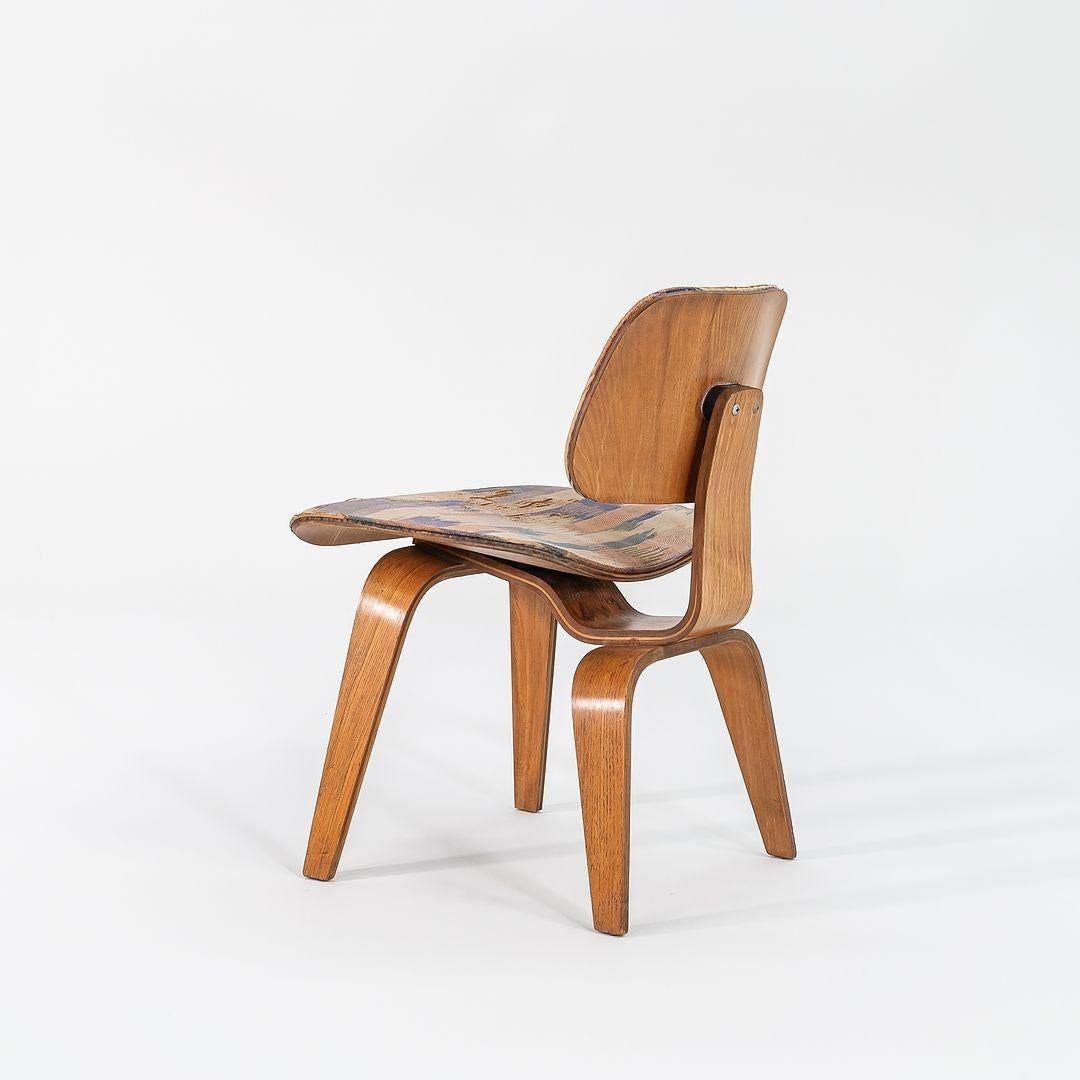 1947 Rare Eames Evans Herman Miller DCW Dining Chair in Calico Ash & Fabric For Sale 6