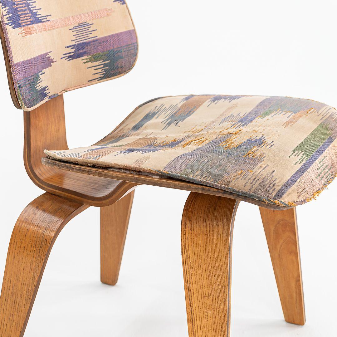 Modern 1947 Rare Eames Evans Herman Miller DCW Dining Chair in Calico Ash & Fabric For Sale