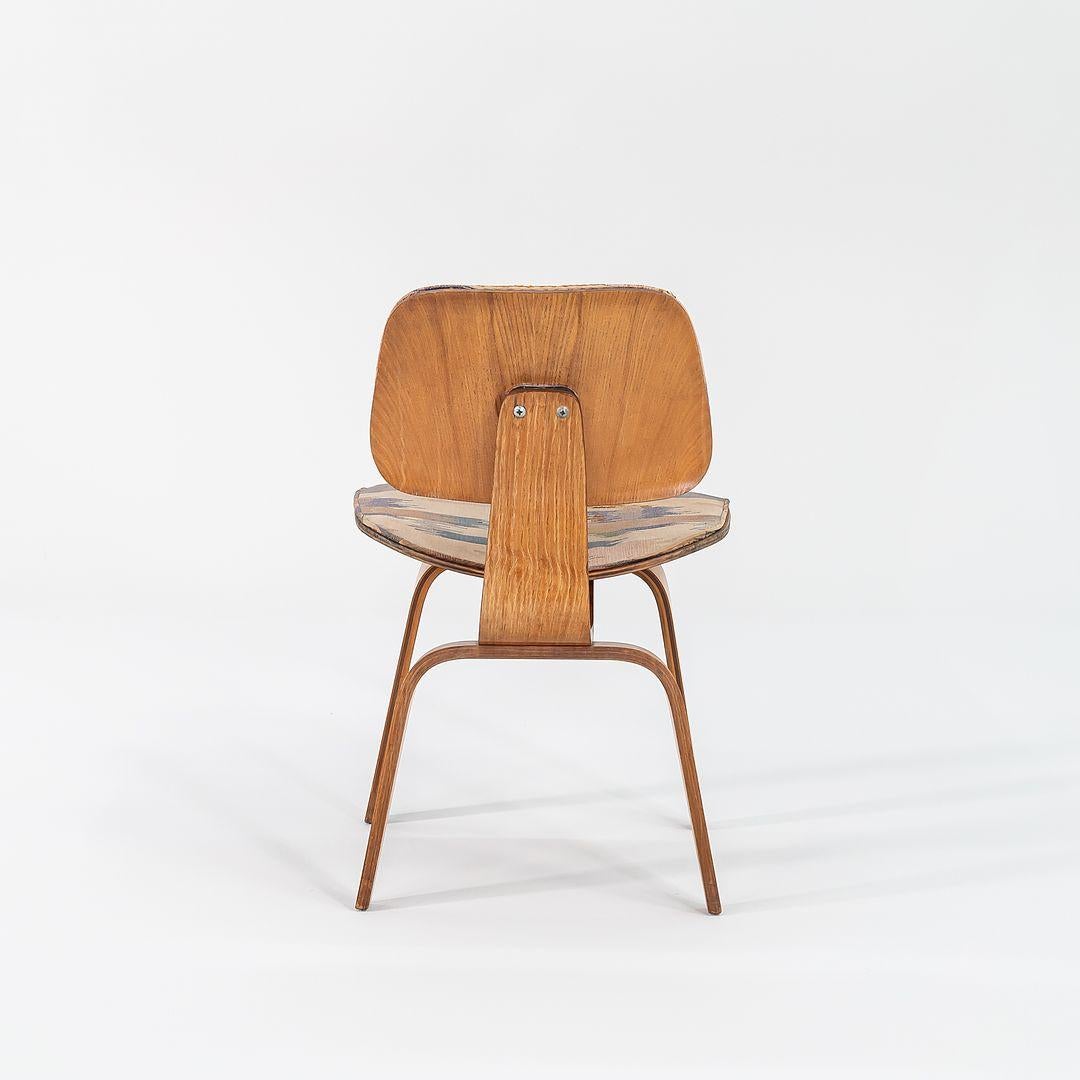 1947 Rare Eames Evans Herman Miller DCW Dining Chair in Calico Ash & Fabric For Sale 1