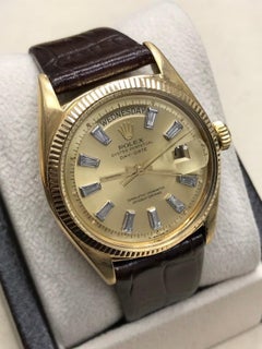 1959 Rare Vintage Rolex President Day Date 6611 Diamond Dial 18k Gold