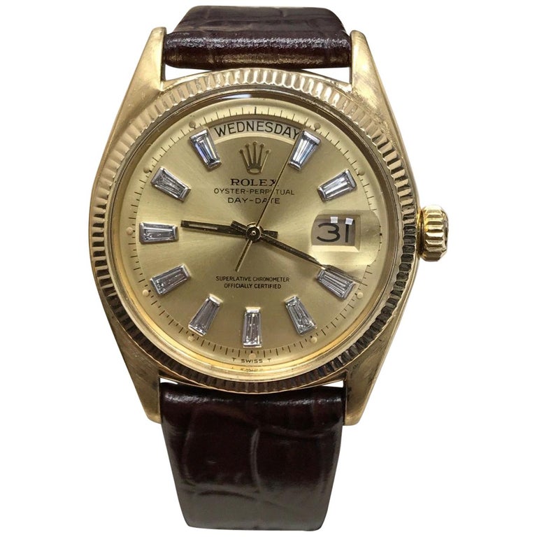 1947 Rare Vintage Rolex President Day Date 6611 Diamond Dial 18 Karat Gold  For Sale at 1stDibs | rolex 6611, rolex day date 6611