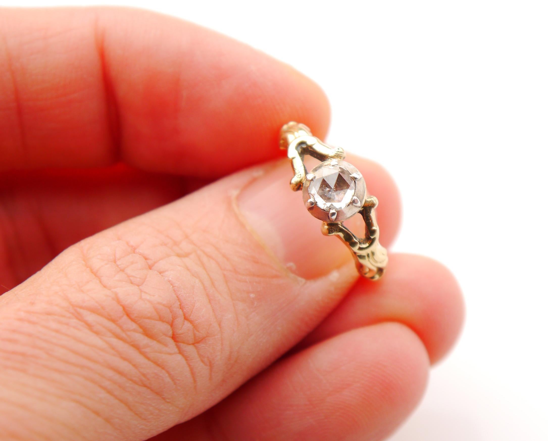 1947 Ring natural 0.6ct. Diamond solid 18K Yellow Gold Silver Ø US7.75 / 3.7 gr For Sale 5