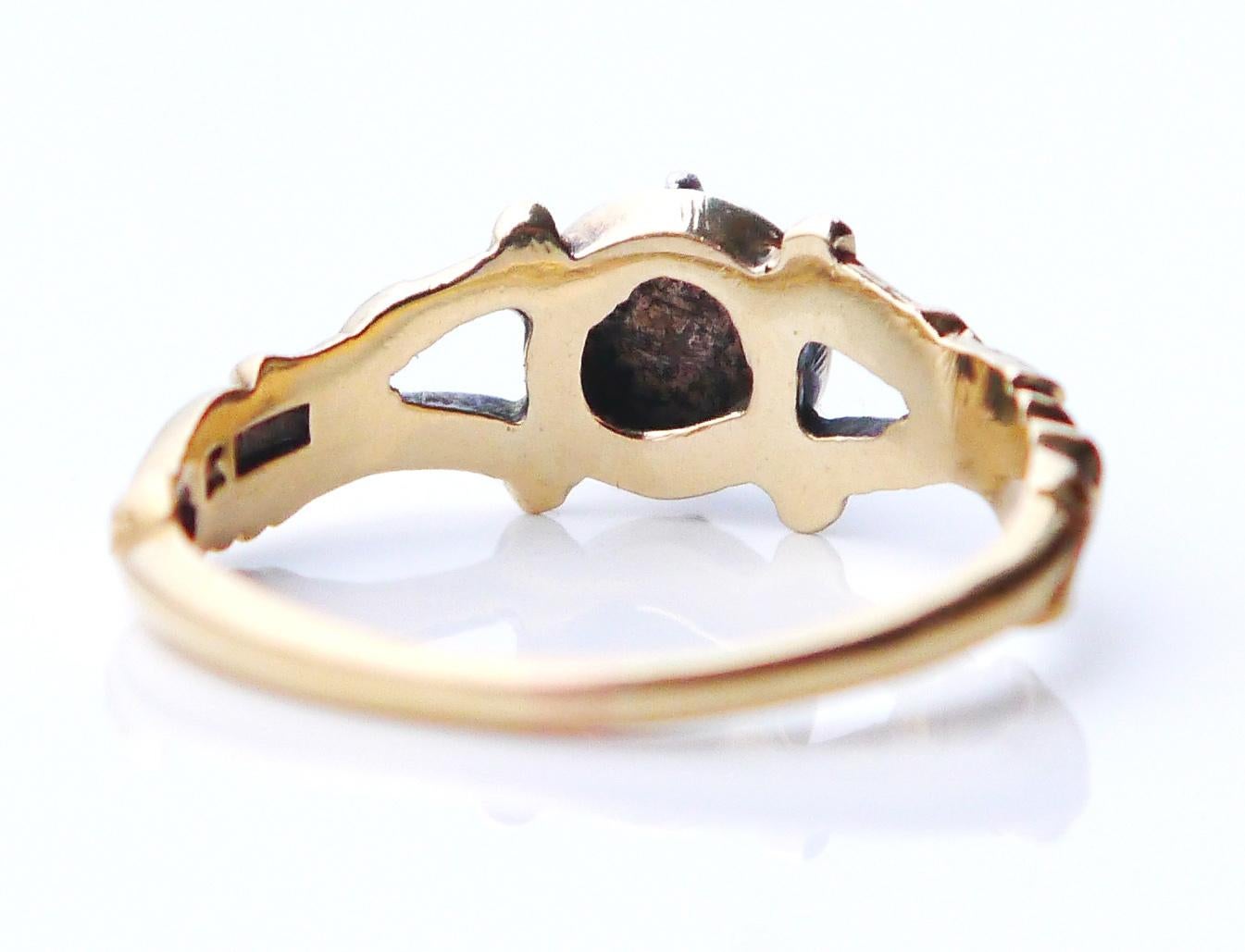 Art Nouveau 1947 Ring natural 0.6ct. Diamond solid 18K Yellow Gold Silver Ø US7.75 / 3.7 gr For Sale