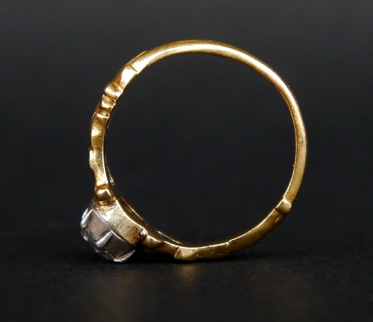 1947 Ring natural 0.6ct. Diamond solid 18K Yellow Gold Silver Ø US7.75 / 3.7 gr For Sale 4