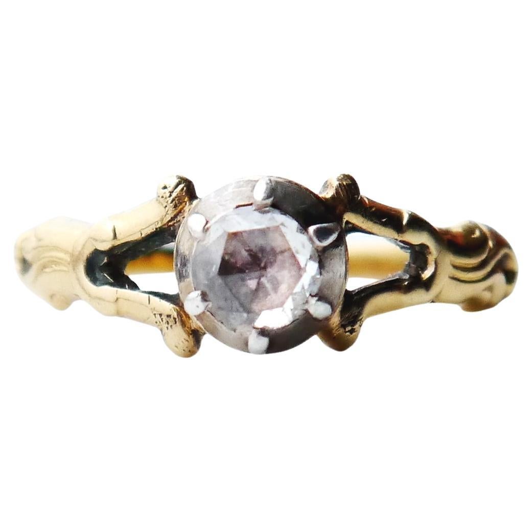 1947 Anillo natural 0,6ct. Diamante macizo Oro Amarillo 18K Plata Ø US7.75 / 3.7 gr