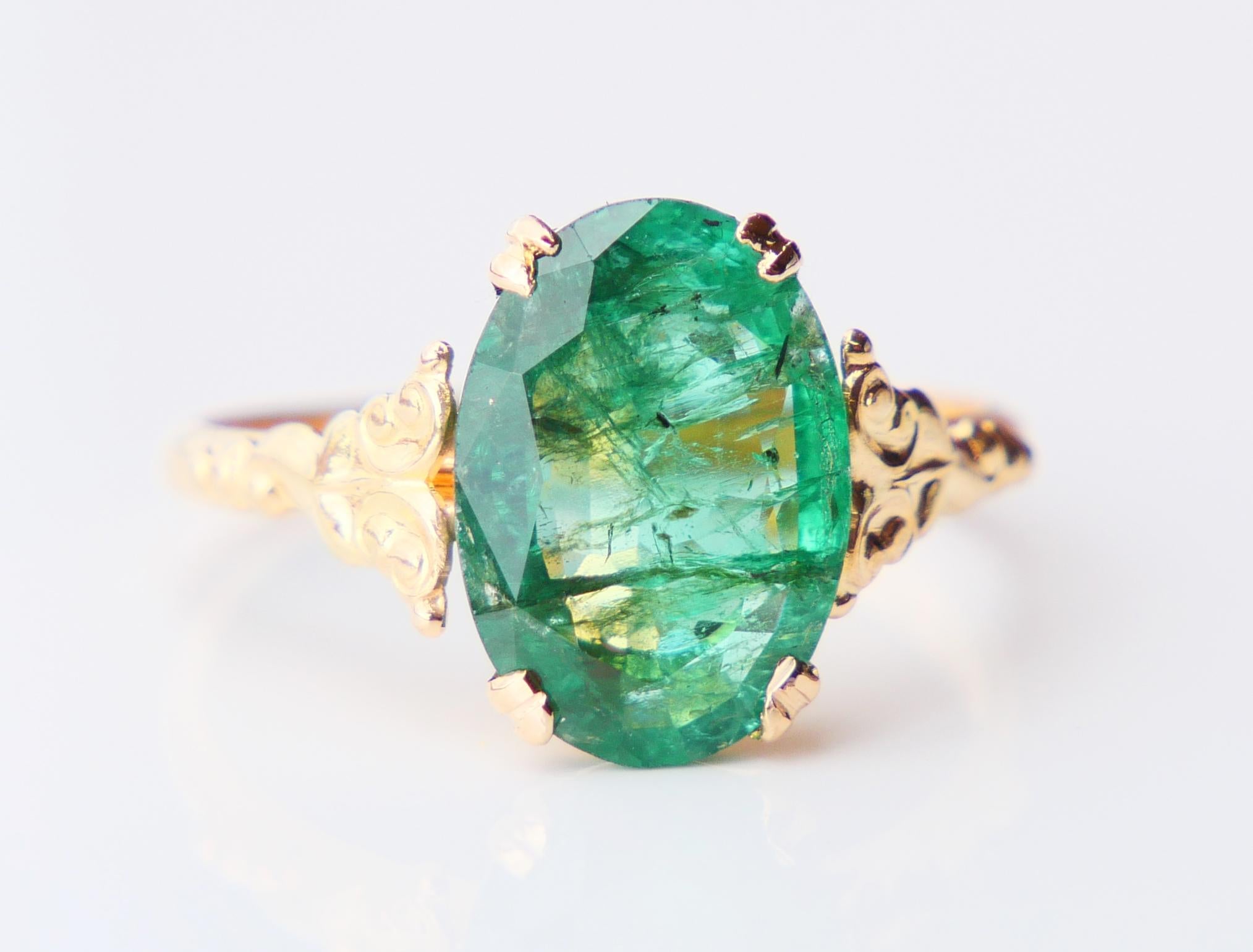 1947 Ring natürlicher 5ct Smaragd massiv 18K Gold Ø US7.75 / 2.8 gr im Angebot 7