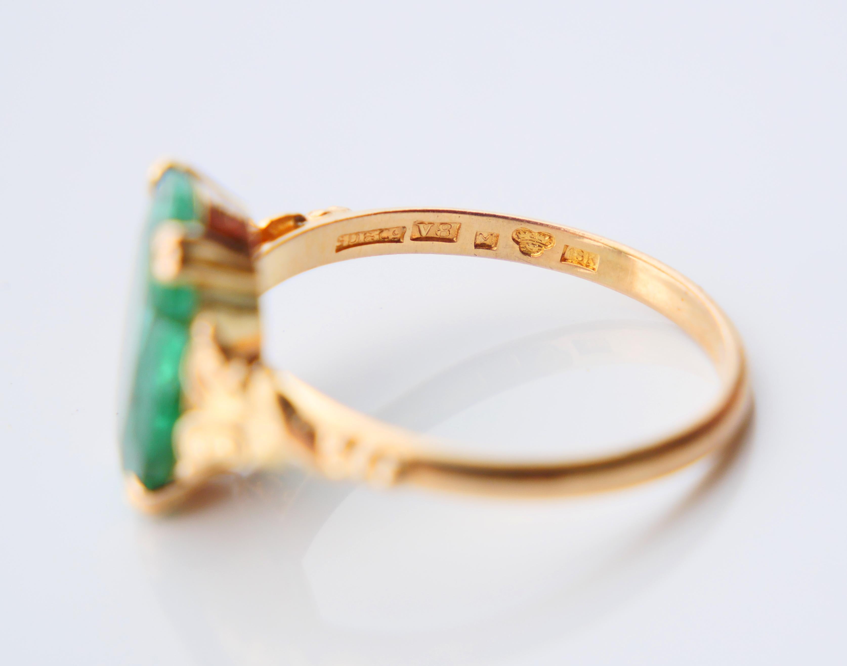 1947 Ring natürlicher 5ct Smaragd massiv 18K Gold Ø US7.75 / 2.8 gr im Angebot 9