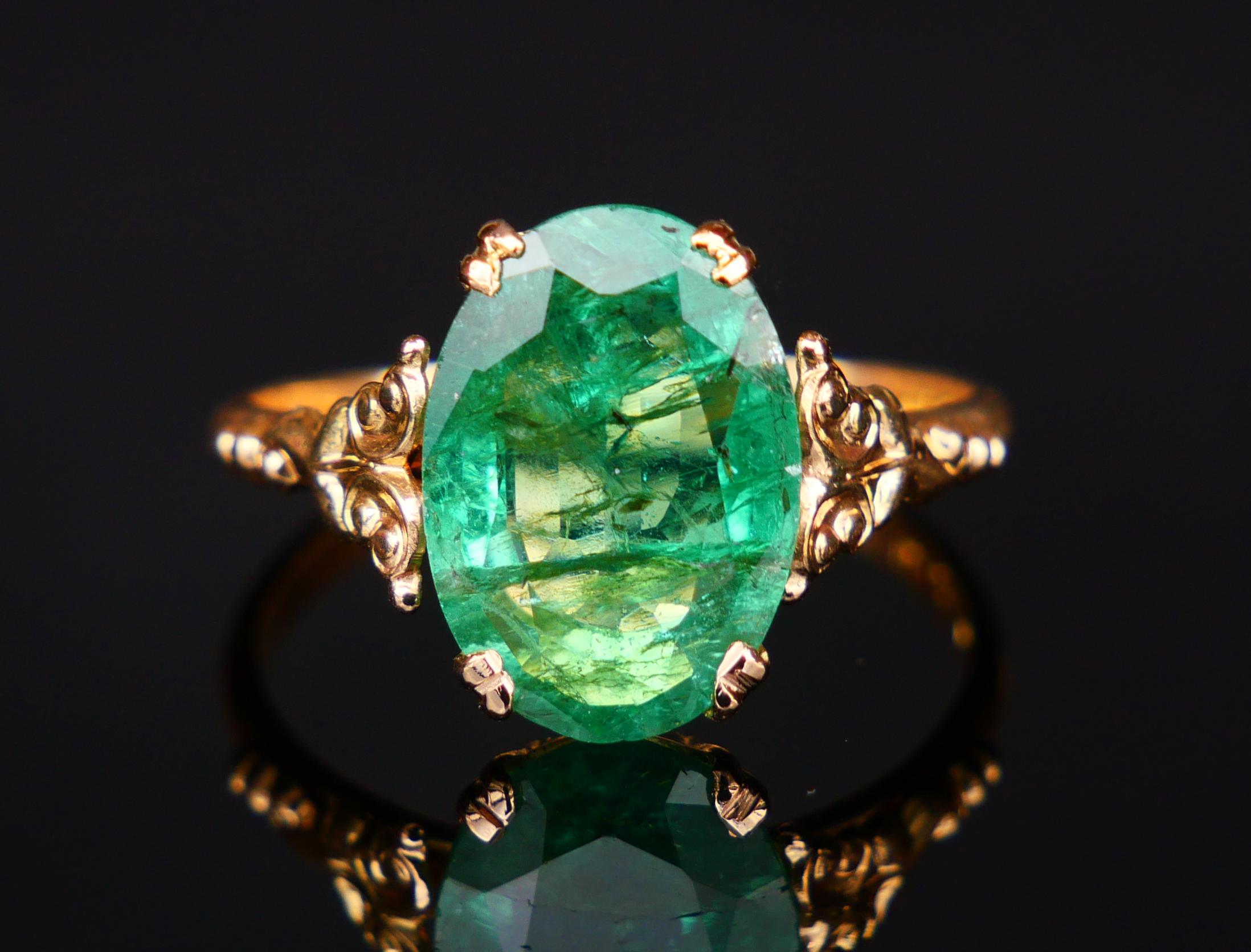 1947 Ring natürlicher 5ct Smaragd massiv 18K Gold Ø US7.75 / 2.8 gr Damen im Angebot