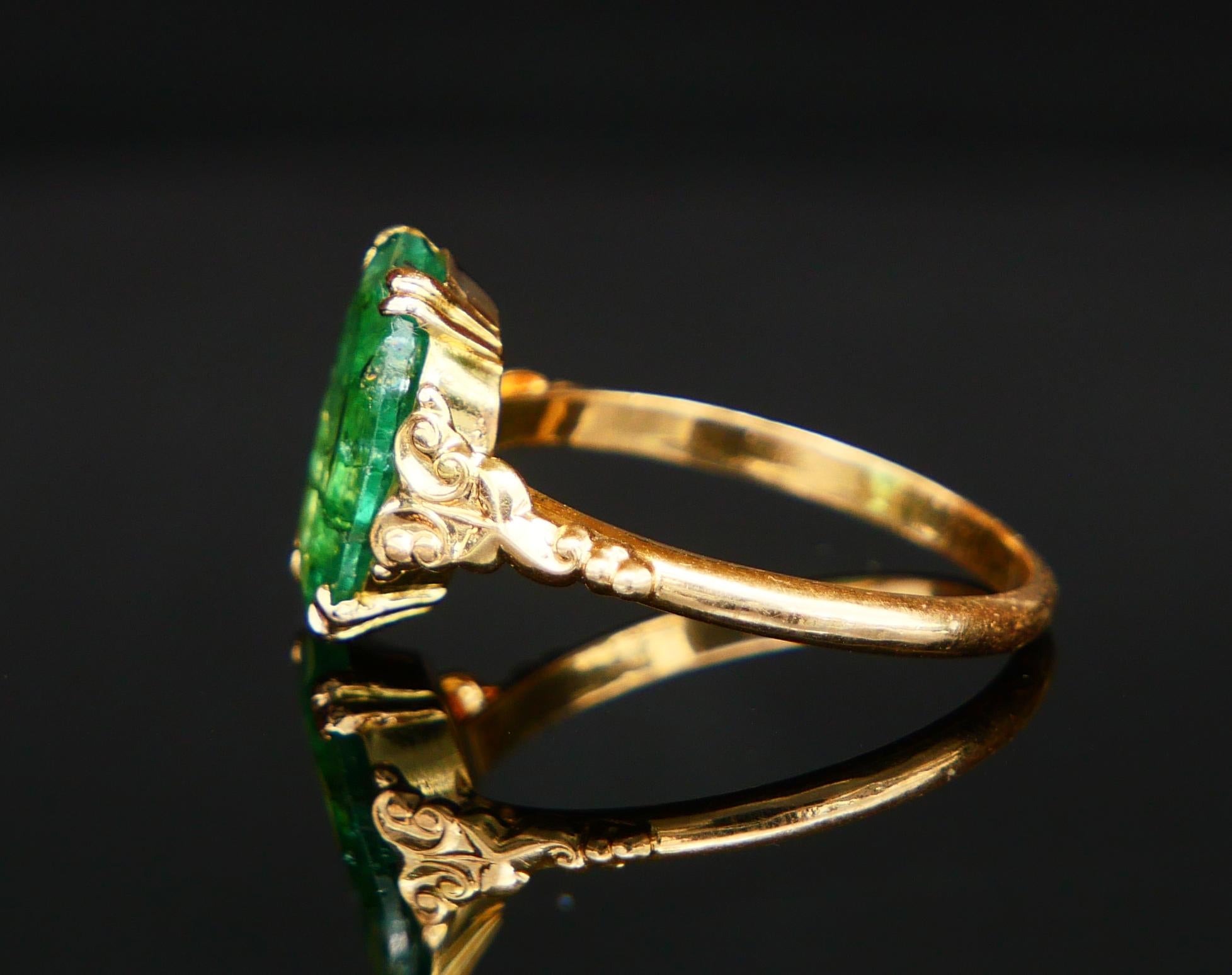 1947 Ring natürlicher 5ct Smaragd massiv 18K Gold Ø US7.75 / 2.8 gr im Angebot 2