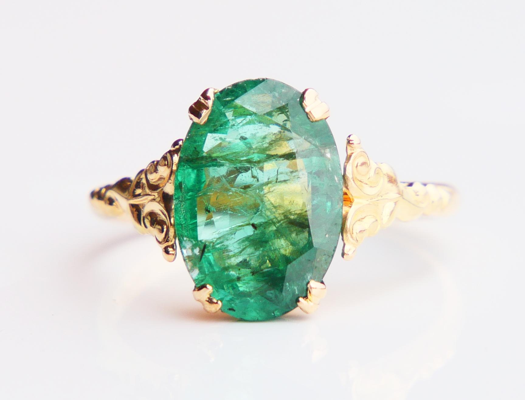 1947 Ring natürlicher 5ct Smaragd massiv 18K Gold Ø US7.75 / 2.8 gr im Angebot 4