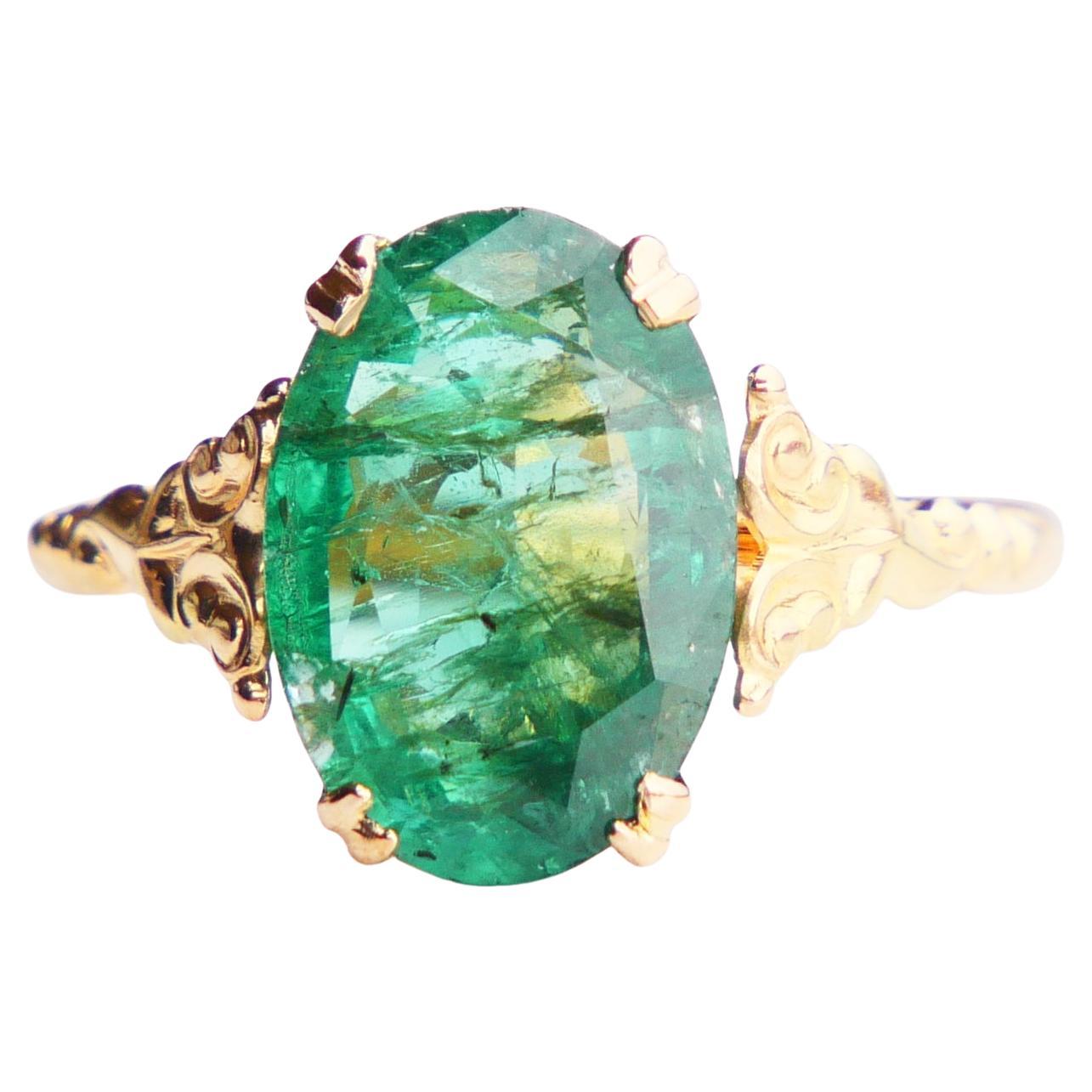 1947 Ring natürlicher 5ct Smaragd massiv 18K Gold Ø US7.75 / 2.8 gr