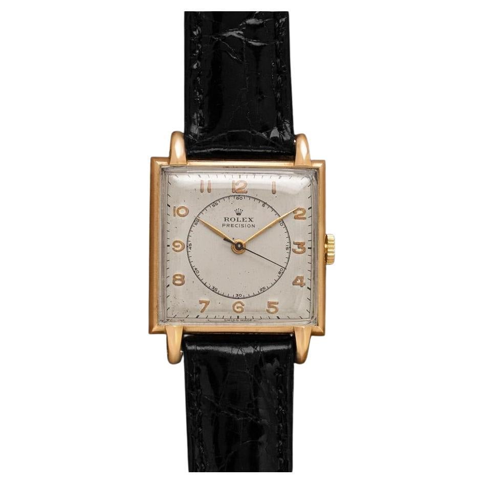 1947 Rolex Precision Vintage Reloj de Vestir Cuadrado con Clavijas para Caballero, Oro rosa de 14 quilates SS en venta